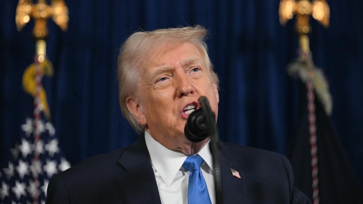 Donald Trump durante la rueda de prensa por la intervención militar de EEUU en Venezuela.