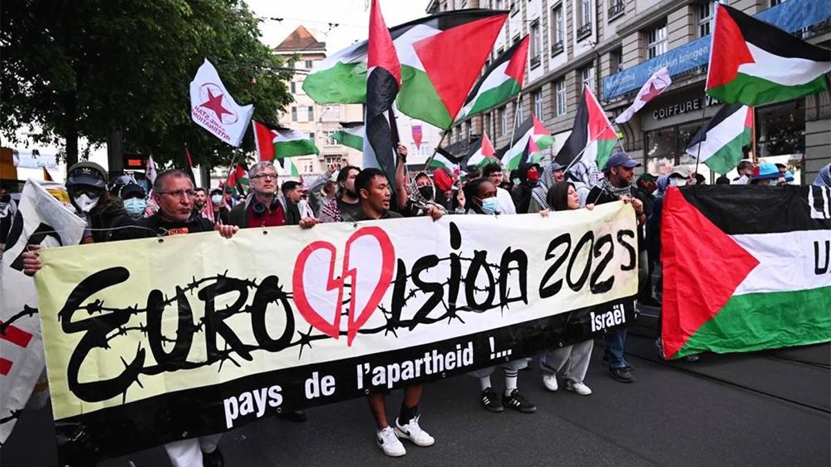 Una protesta contra la participación de Israel en Eurovisión 2025