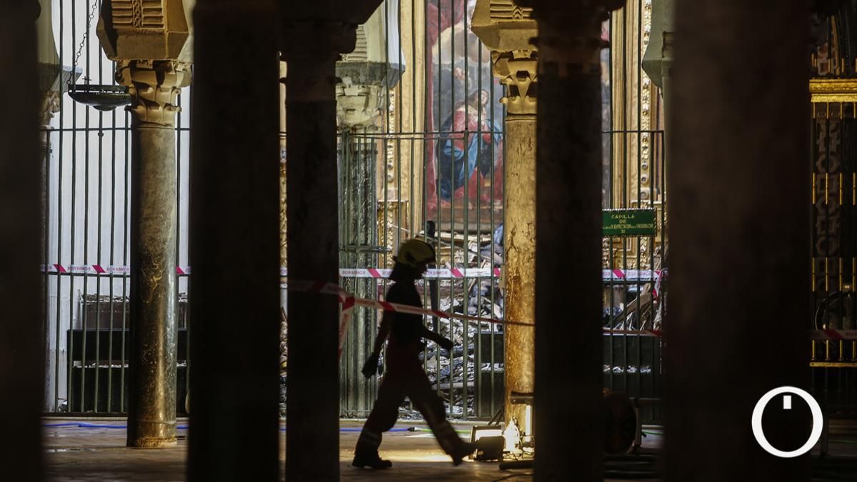 Estado de la capilla incendiada de la Mezquita-Catedral