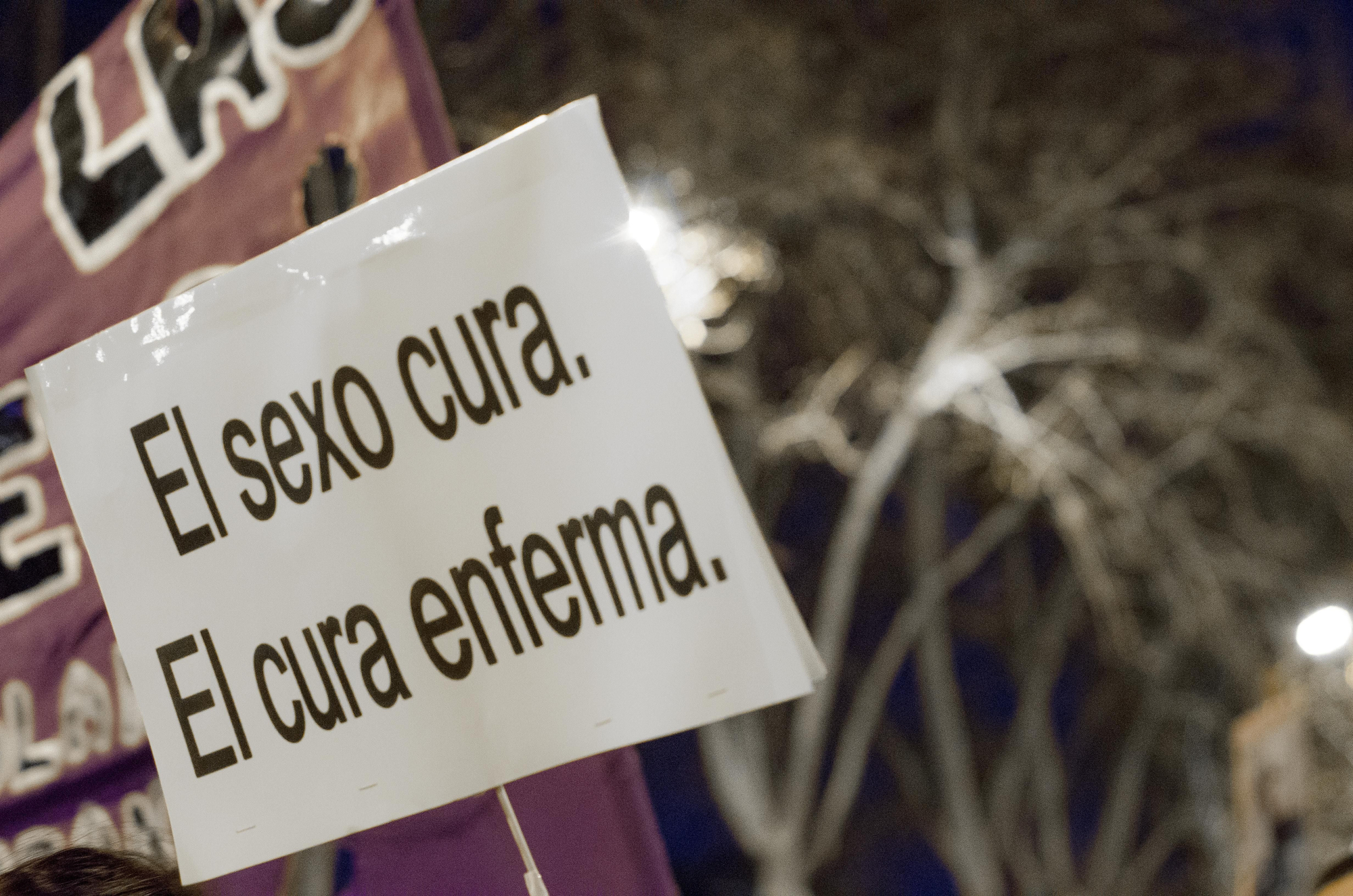 "El sexo cura. El cura enferma" Manifestación del 8M \ Foto: Alejandro Navarro Bustamante