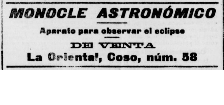 El eclipse de 1905 fue una ocasión para que el comercio zaragozano hiciera caja.