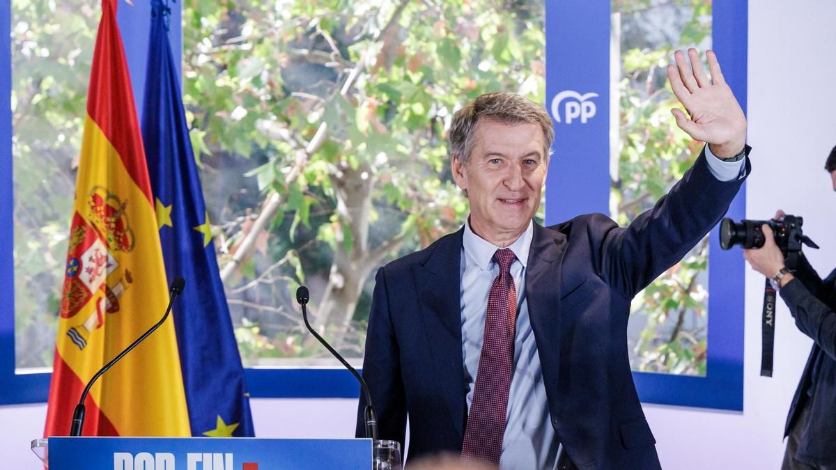 El presidente del Partido Popular, Alberto Núñez Feijóo, preside la reunión de la Junta Directiva Nacional del partido, a 8 de octubre de 2026, en Madrid (España).