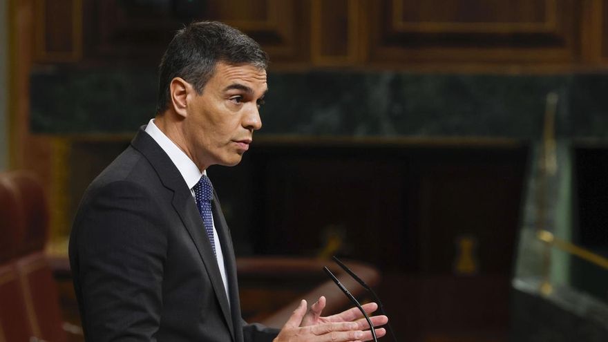 El presidente del Gobierno, Pedro Sánchez, durante su intervención en el Congreso este miércoles.
