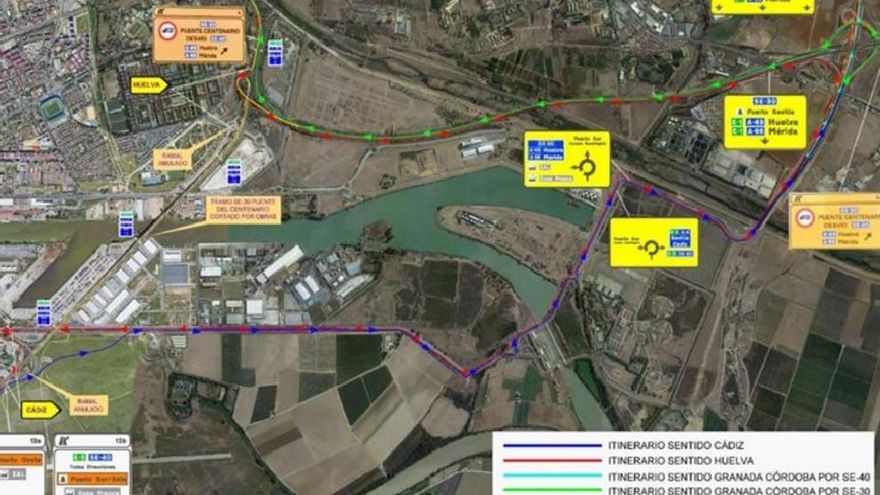 Sevilla.-Corte total del tráfico de la SE-30 del 7 al 11 de agosto por las obras del puente del Centenario