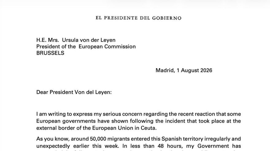 DOCUMENTO | La carta de Pedro Sánchez a los líderes europeos tras las amenazas de suspender Schengen por Ceuta