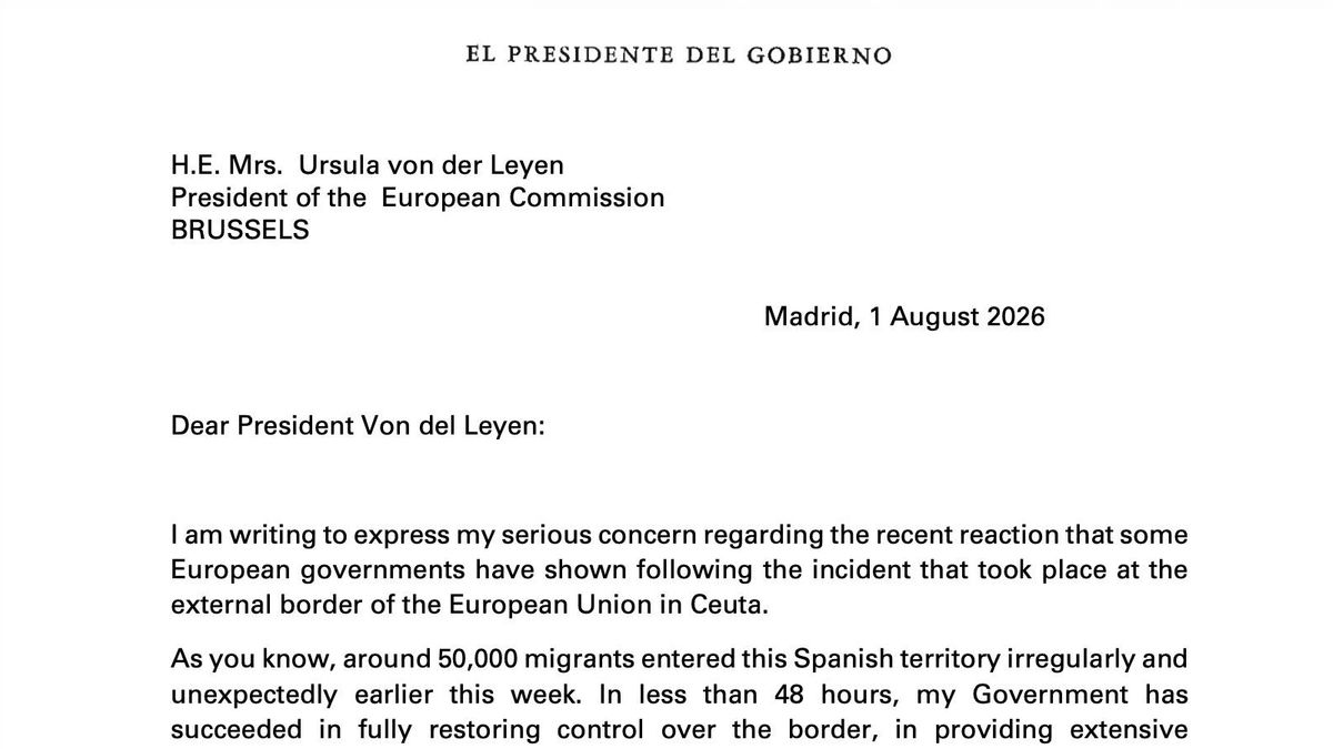 Carta de Pedro Sánchez a Von der Leyen