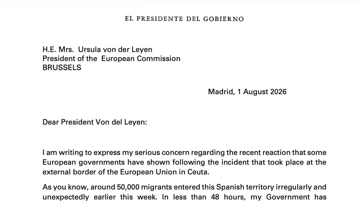 DOCUMENTO | La carta de Pedro Sánchez a los líderes europeos tras las amenazas de suspender Schengen por Ceuta