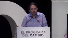 Pablo Iglesias presenta el programa de Podemos para acudir a las elecciones autonómicas.