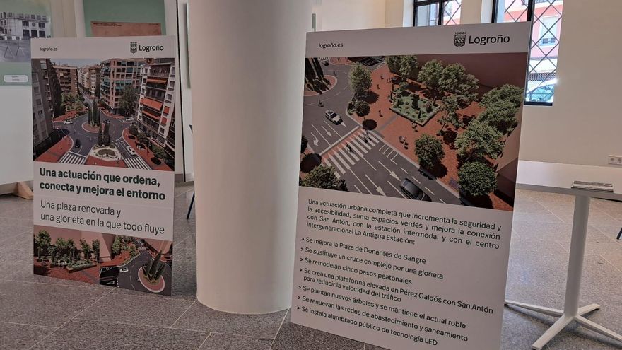 Paneles informativos para explicar a la ciudadanía cómo será la nueva rotonda de Vara de Rey en Logroño