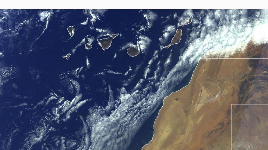 Los vórtices Von Kármán vuelven a dibujar una espectacular imagen satelital de Canarias