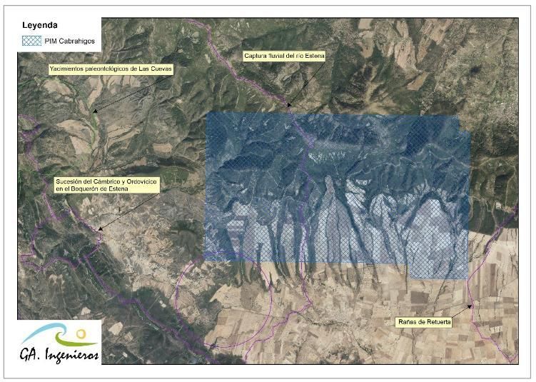 Lugares de Interés Geológico identificados en el área de estudio