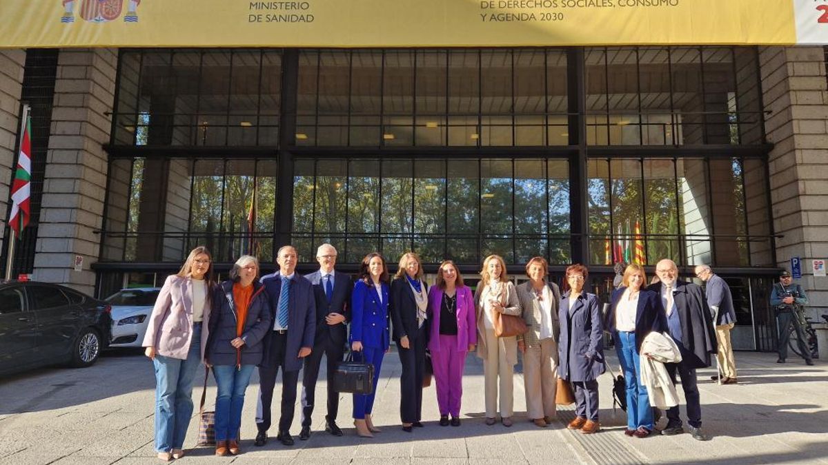 Consejeros del PP con los técnicos de Salud Pública, momentos antes de la reunión del CISNS