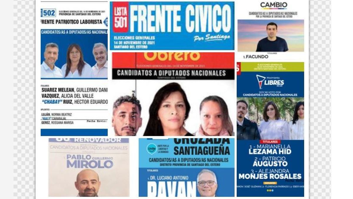 Las boletas para las elecciones del 14 de noviembre en Santiago del Estero para diputados