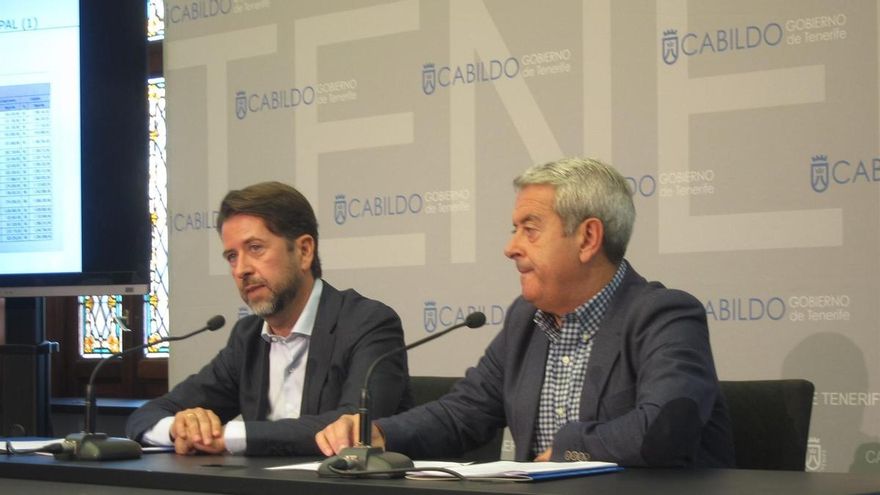 Carlos Alonso y Aurelio Abreu, este jueves en la sede del Cabildo de Tenerife