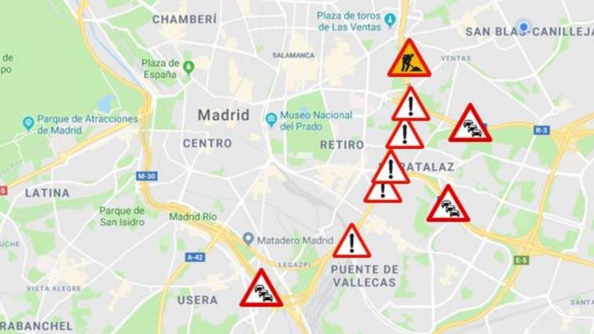 Plano de incidencias este lunes en la M-30