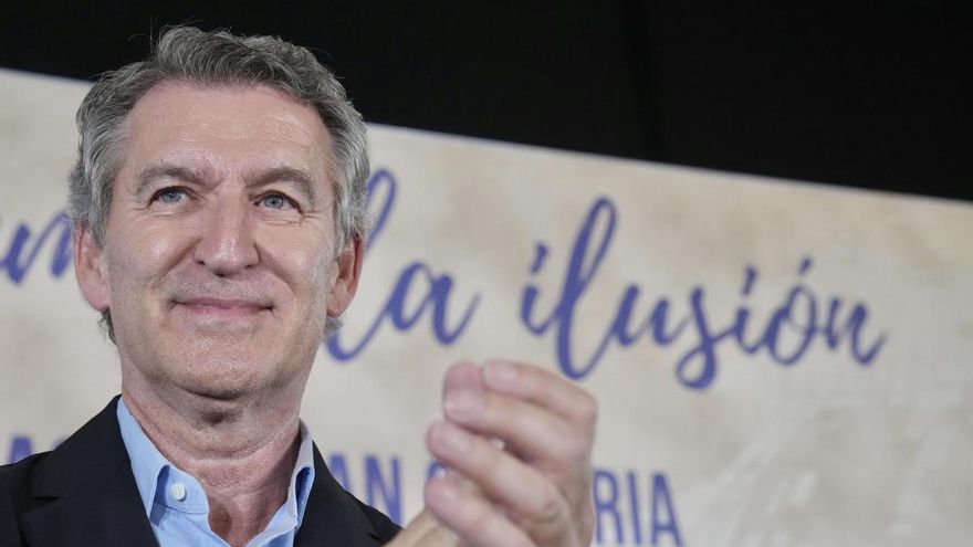 El presidente del PP, Alberto Núñez Feijóo, en un acto del PP en Las Palmas de Gran Canarias, a 16 de julio de 2027.