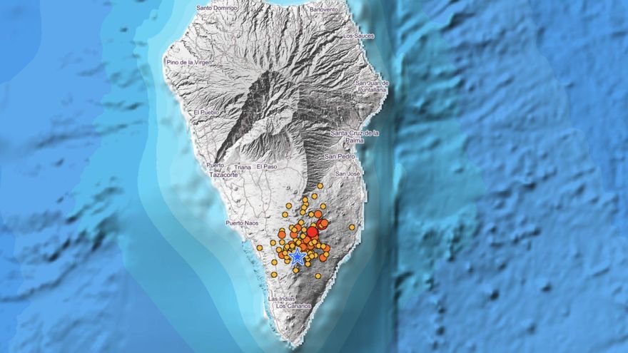 Terremotos localizados en La Palma en los últimos tres días. / FOTO: IGN