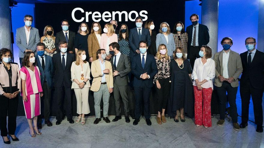 Foto de familia de la presentación de la Convención Nacional, el lunes, en Madrid.