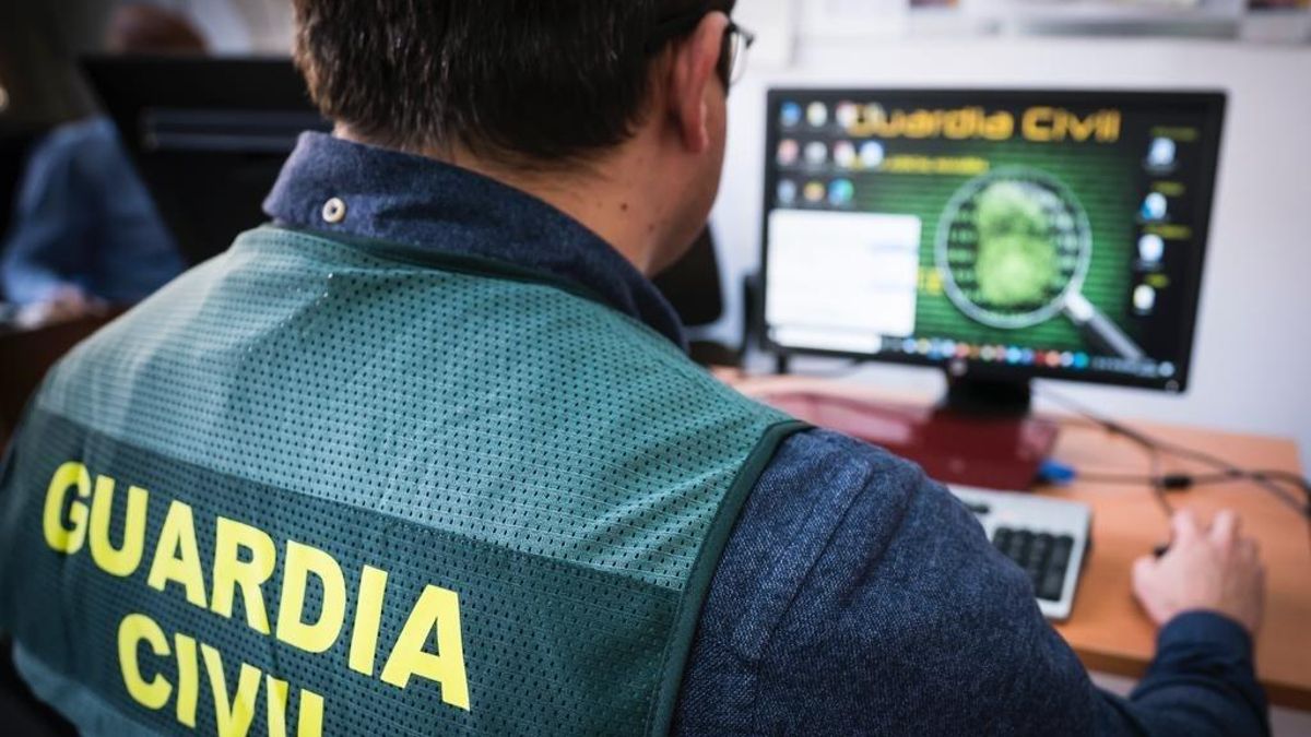 Un agente de la Guardia Civil maneja un ordenador