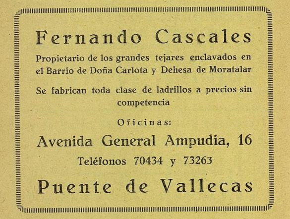 Anuncio de tejares en el barrio de Doña Carlota, en Puente de Vallecas