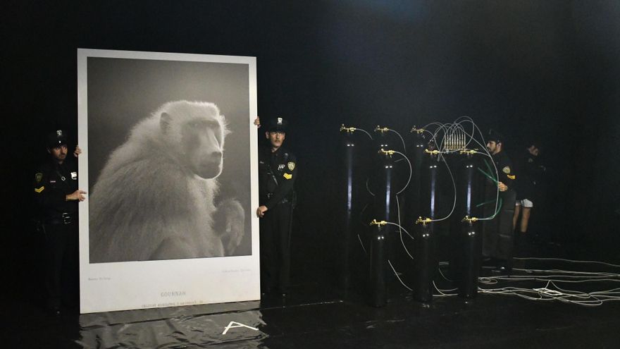 Una escena durante la representación de 'Bross' de Romeo Castellucci