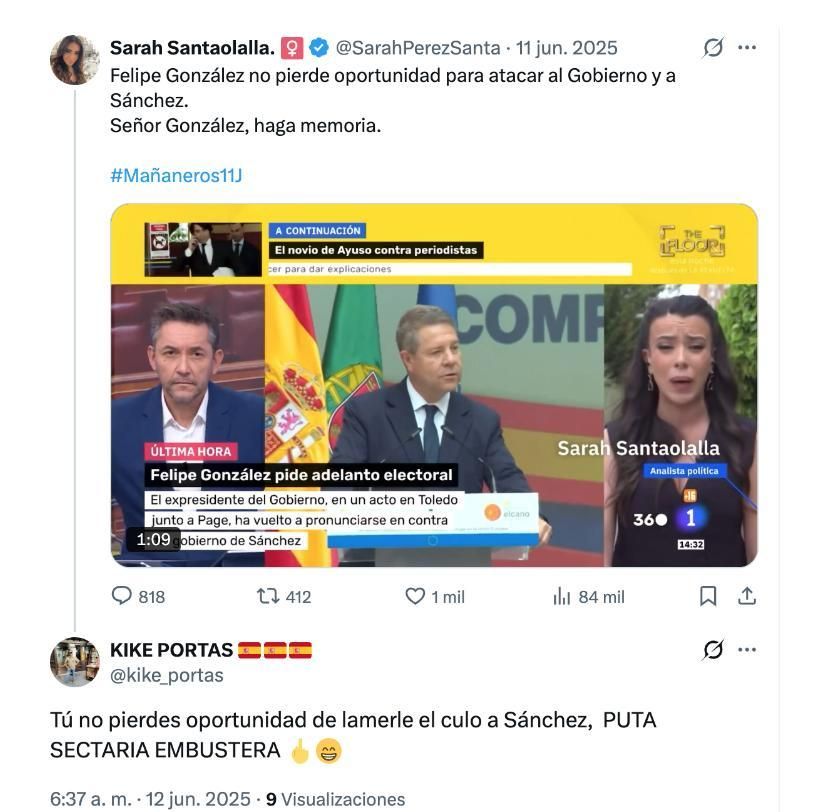 Comentario de Kike Portas en la red social X.