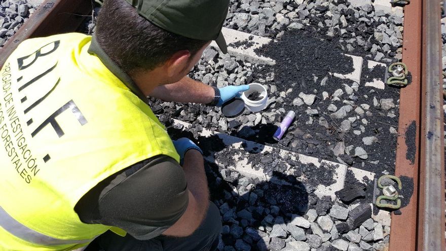 Un agente medioambiental investiga un incendio en Castilla-La Mancha