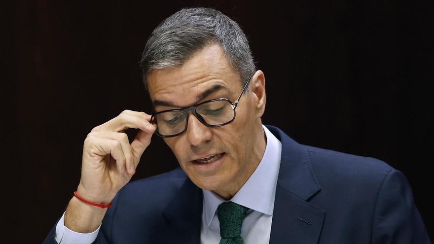 The President of the Government, Pedro Sánchez, during his appearance before the investigation commission into the Koldo case, this Thursday in the Senate.