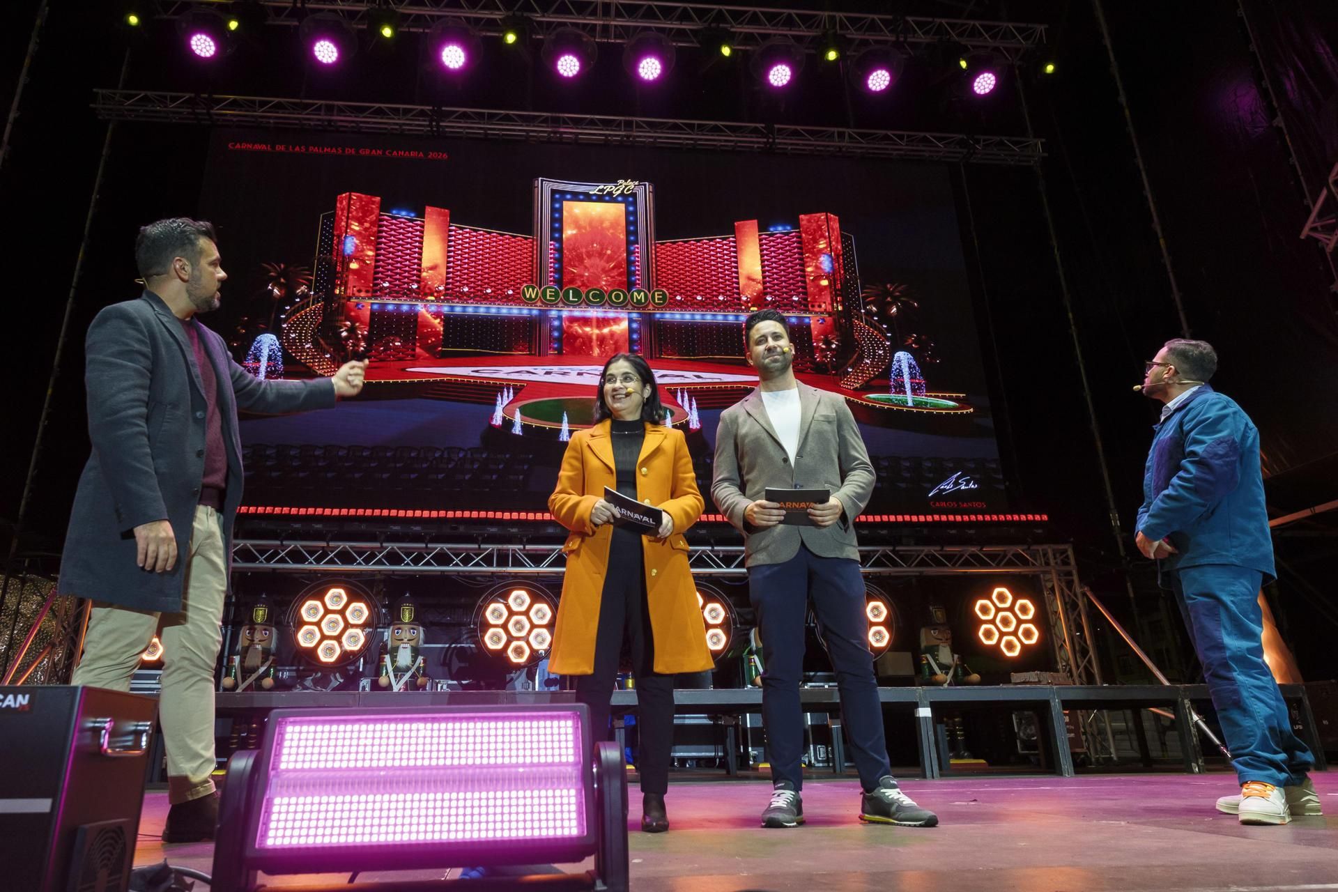 Presentación este lunes del escenario de la próxima edición del Carnaval de Las Palmas de Gran Canaria, dedicada a 'Las Vegas'.