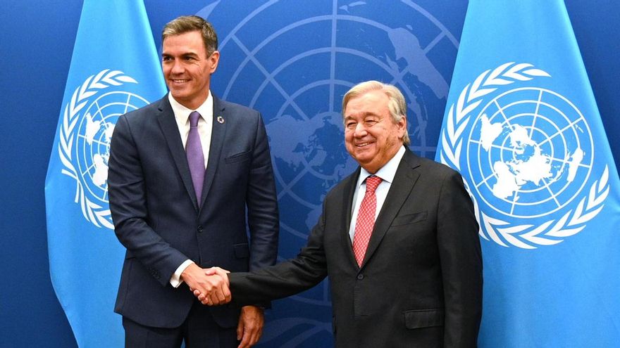 El presidente del Gobierno en funciones, Pedro Sánchez, se reúne con el secretario general de la ONU, Antonio Guterres, en Nueva York antes de la Asamblea General