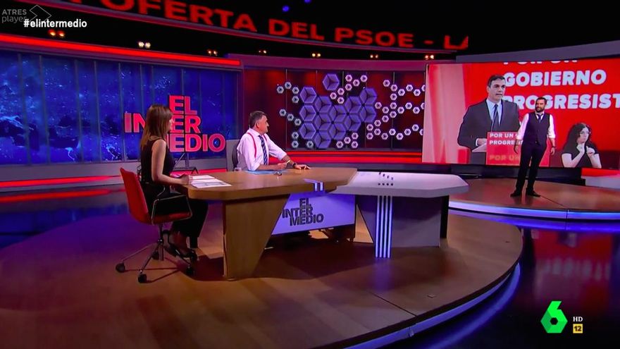 Plató de El Intermedio con Sandra Sabatés, Wyoming y Mateo