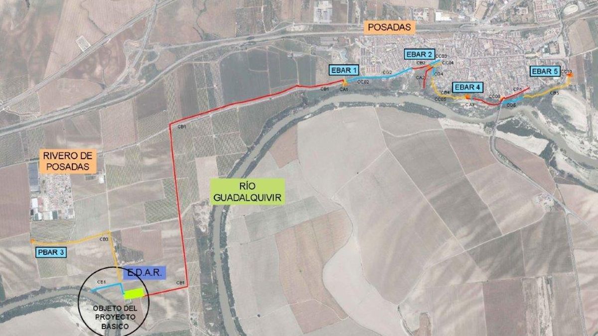 Ubicación de la futura depuradora de Posadas.