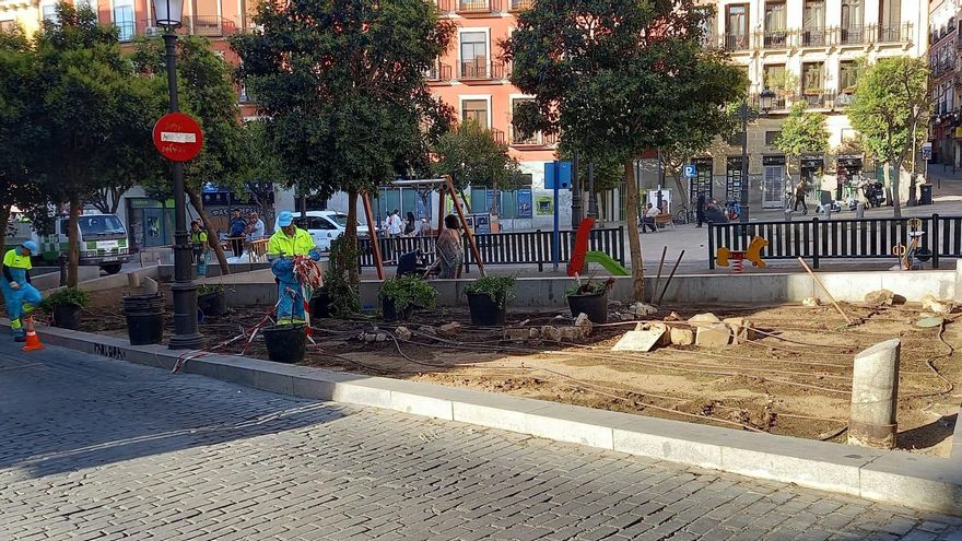 El Ayuntamiento arrasa sin previo aviso el huerto vecinal de la plaza de Lavapiés