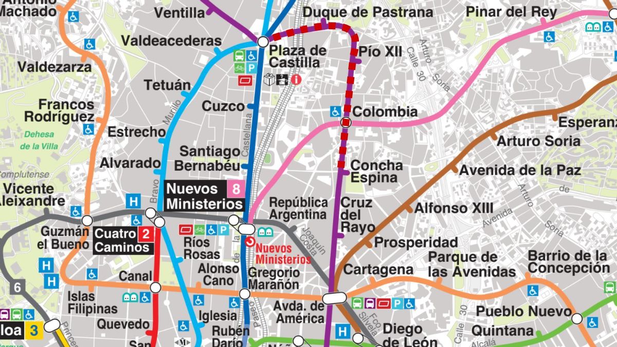 Más de dos horas de corte entre Plaza de Castilla y Concha Espina por una avería en la línea 9 de Metro de Madrid