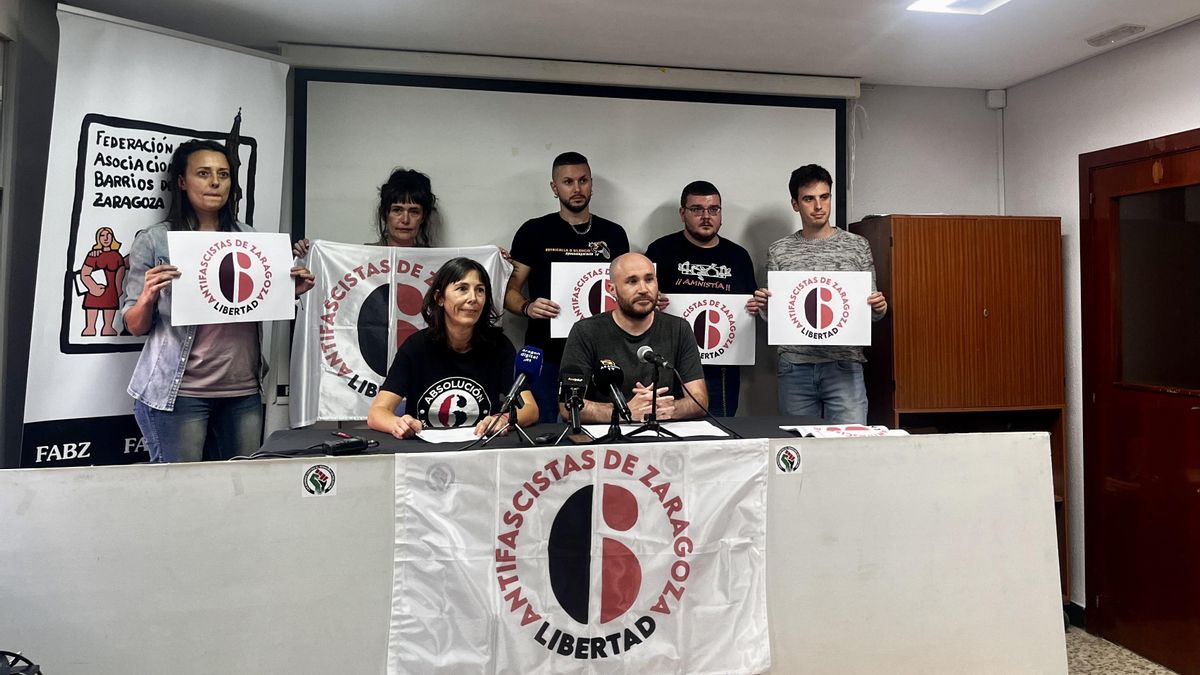 Rueda de prensa de la plataforma 'Libertad 6 de Zaragoza', tras conocerse los dos indultos.