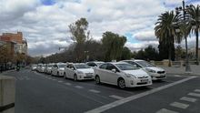 Imagen de las protestas de los taxistas en València