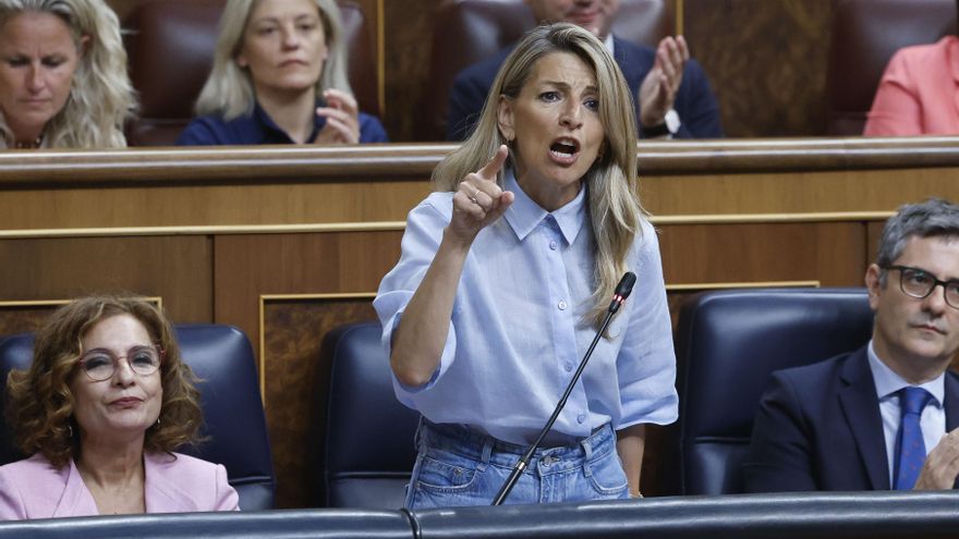 Yolanda Díaz reta a Feijóo a dejarse de manifestaciones y presentar una moción de censura