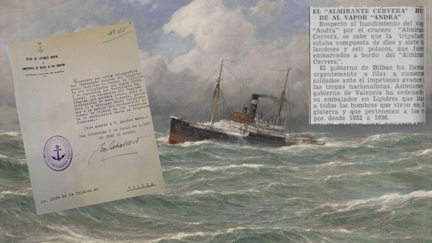 Así fue el hundimiento del Andra, el vapor de origen alemán que ayudaba a los republicanos en la Guerra Civil