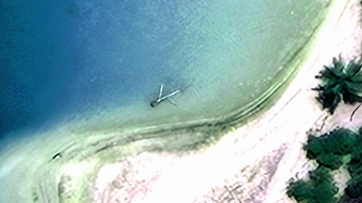 Imagen satelital de la laguna de Nikumaroro donde se encuentra el denominado Objeto Taraia