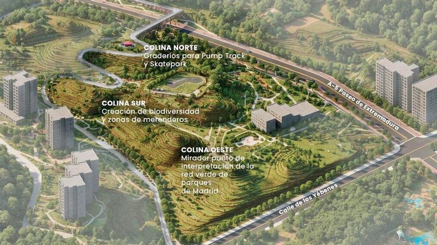 Tres colinas artificiales con deporte y un mirador sustituirán la antigua estación eléctrica del Paseo de Extremadura