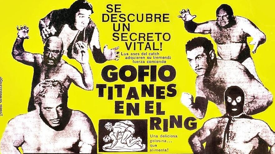 Publicidad del gofio 'Titanes en el Ring'. En los años 70 y 80 el alimento canario vivió un periodo de esplendor en Buenos Aires.