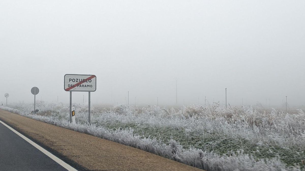 La cencellada pinta de blanco la comarca del Páramo leonés