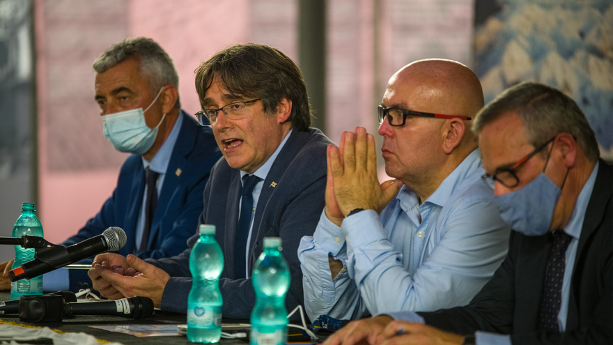Carles Puigdemont en su rueda de prensa en l'Alguer la semana pasada