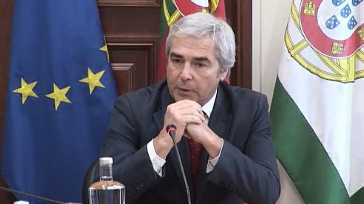 El ministro de Defensa de Portugal, Nuno Melo, este martes en el Parlamento portugués hablando sobre Olivenza