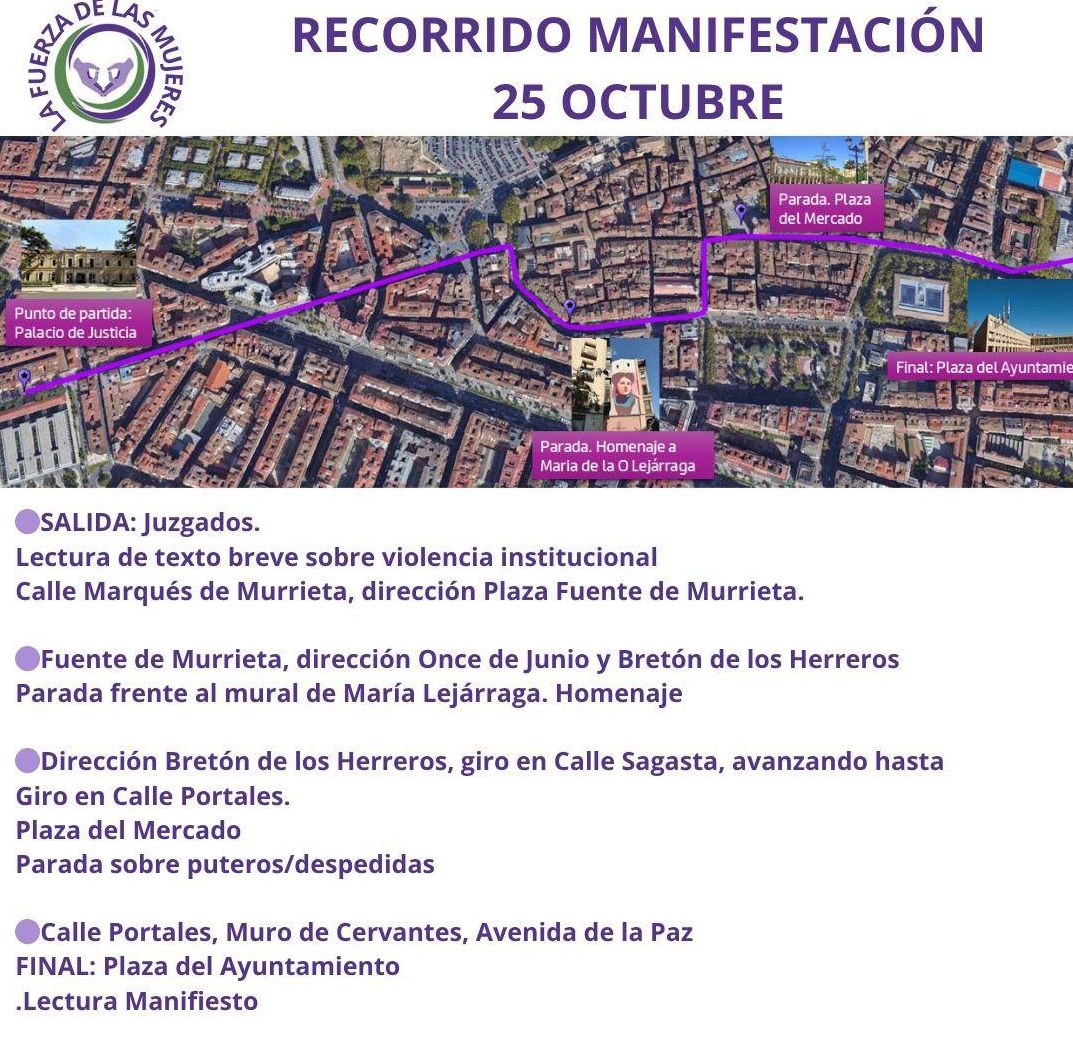 Recorrido de la manifestación feminista nacional en Logroño