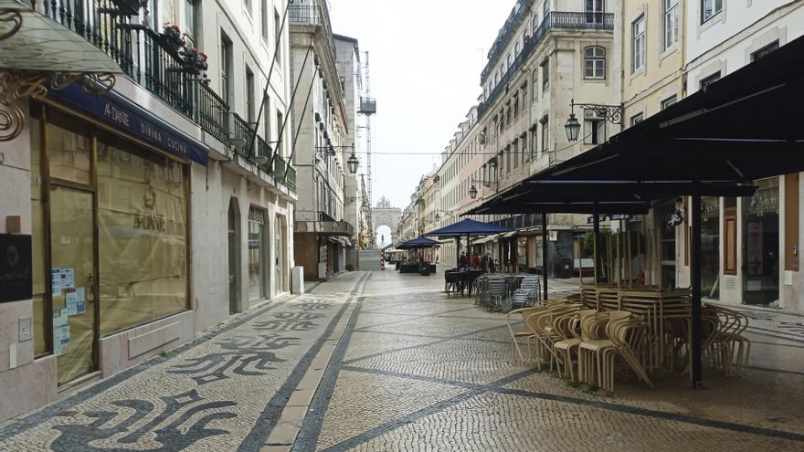 Calles vacías en la Baixa de Lisboa. EFE/Irene Barahona/Archivo