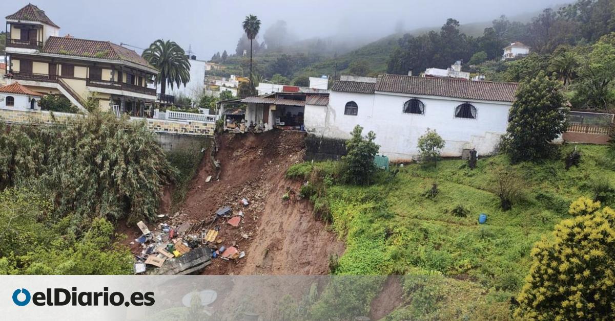 Derrumbes y caídas de estructuras en Teror por lluvias