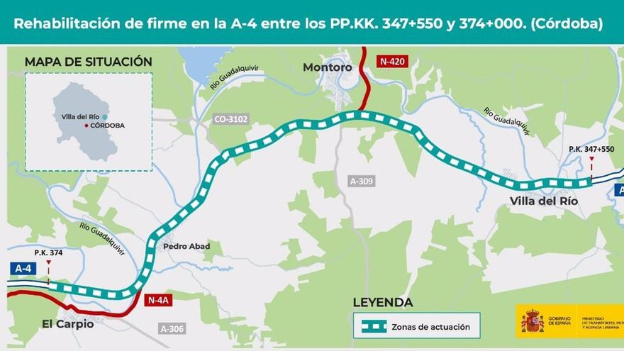 A concurso la obra para reparar el firme de la autovía entre El Carpio y Villa del Río