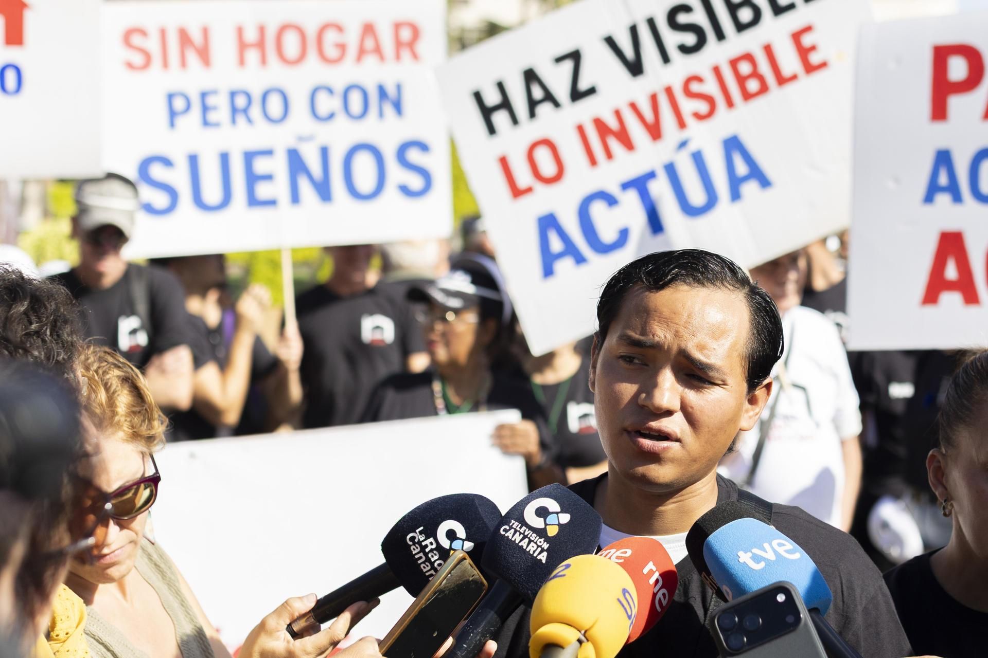 Rudy Alorriga, en la jornada reivindicativa organizada a nivel nacional por Cáritas.