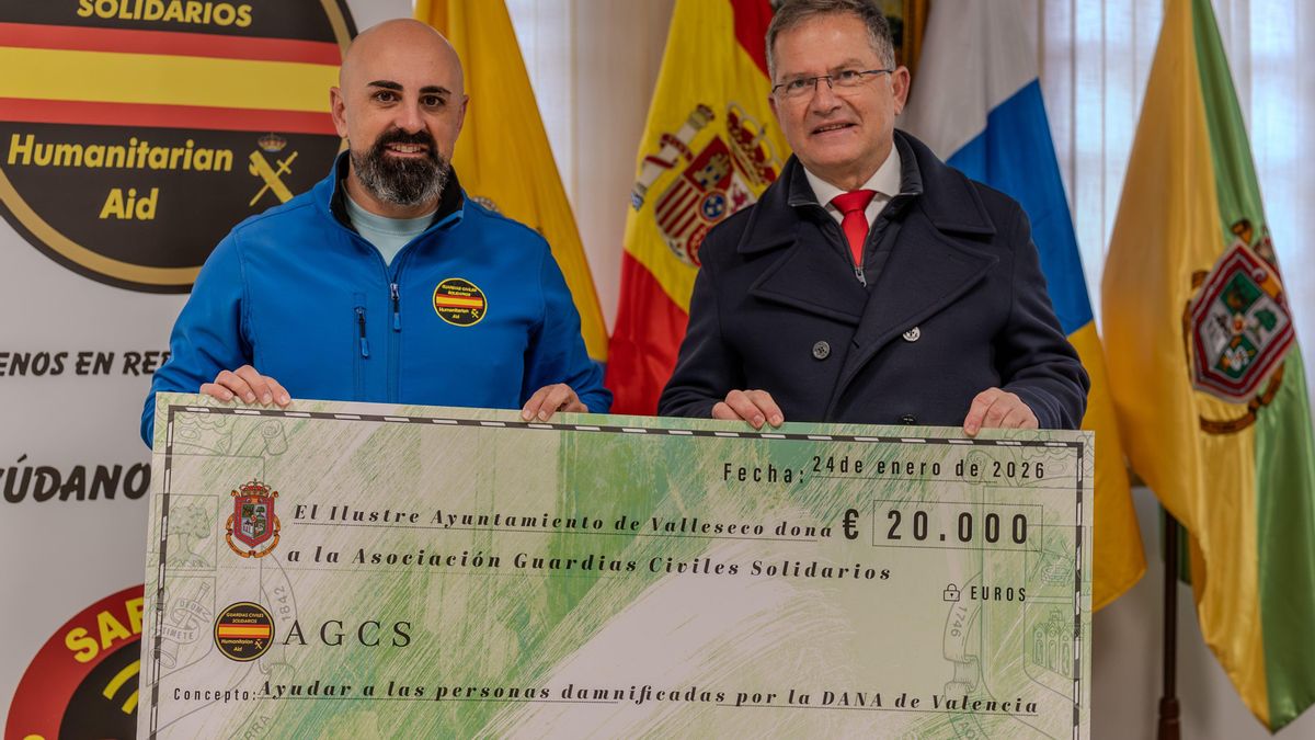 Valleseco concede 20.000 euros a Guardias Civiles Solidarios para apoyar a los afectados por la DANA